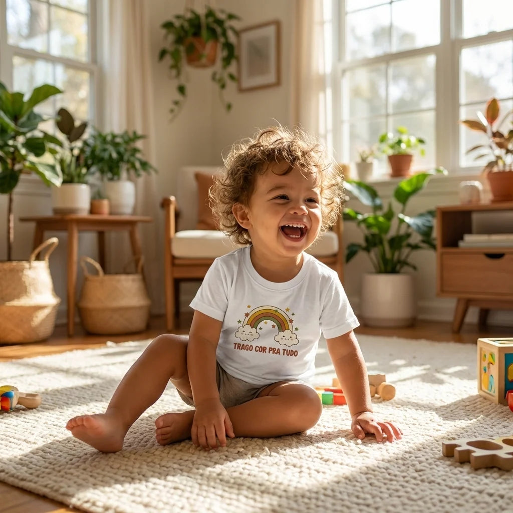 Criança brincando de camiseta Cosquinha